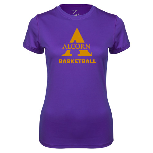  Womens Purple Performance Tee - Alcorn Basketball