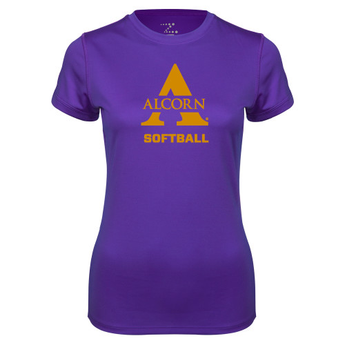  Womens Purple Performance Tee - Alcorn Softball