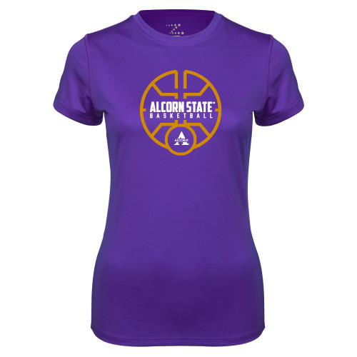  Womens Purple Performance Tee - Alcorn State Basketball