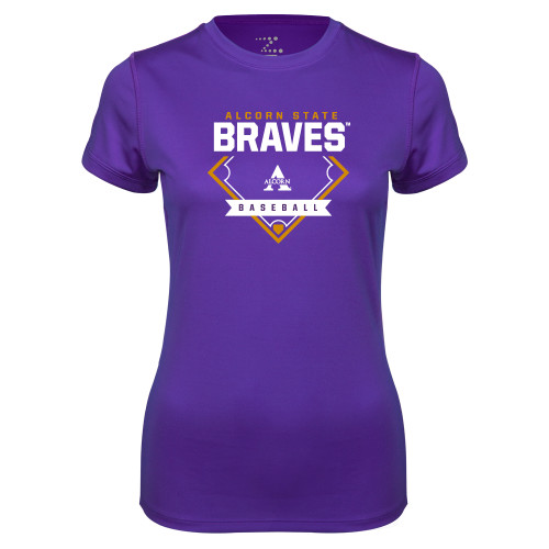  Womens Purple Performance Tee - Alcorn State Baseball