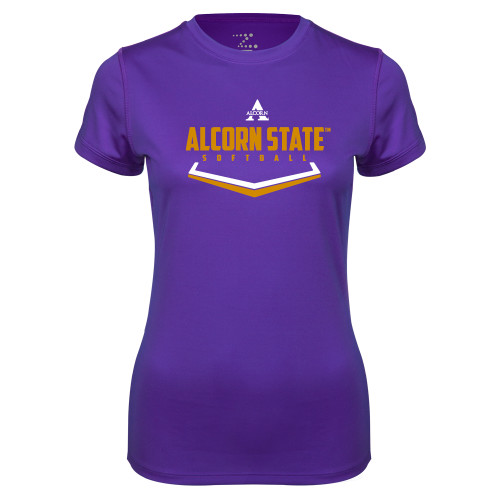  Womens Purple Performance Tee - Alcorn State Softball