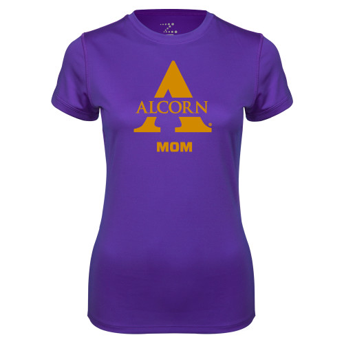  Womens Purple Performance Tee - Alcorn Mom