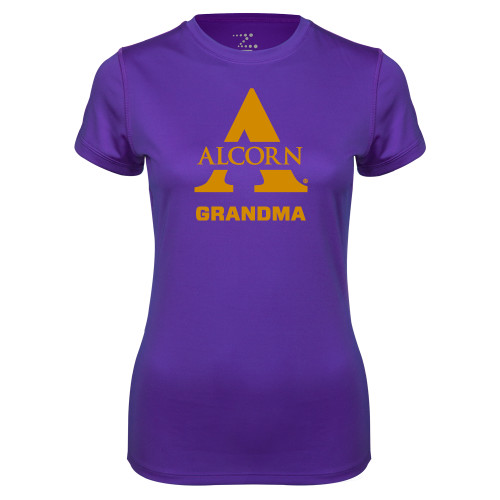  Womens Purple Performance Tee - Alcorn Grandma