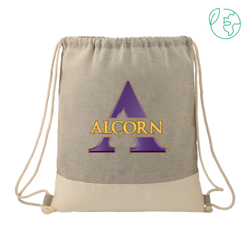  Split Recycled Cotton Grey/Natural Drawstring Bag - Alcorn A