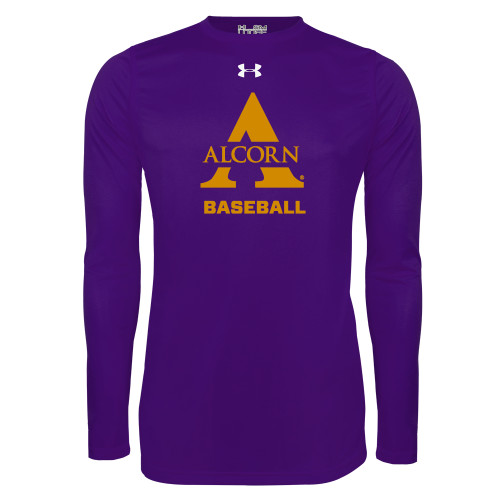  Under Armour Purple Long Sleeve Tech Tee - Alcorn Baseball