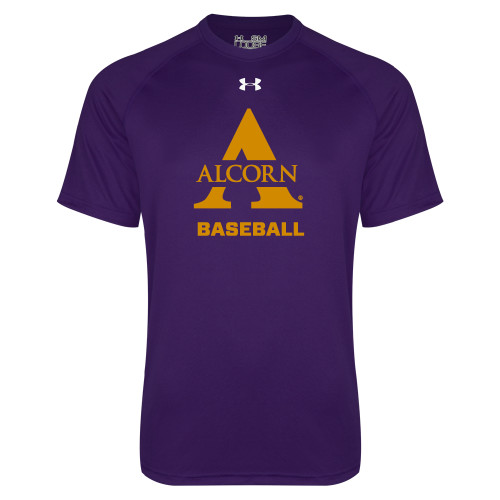  Under Armour Purple Tech Tee - Alcorn Baseball