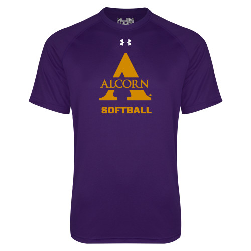  Under Armour Purple Tech Tee - Alcorn Softball