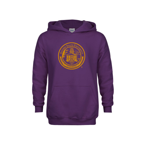 Youth Purple Fleece Hoodie - Alcorn Seal