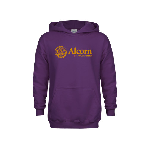  Youth Purple Fleece Hoodie - Alcorn State University Seal