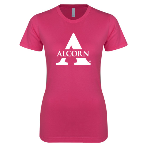  Next Level Womens Fuchsia Boyfriend Tee - Alcorn A