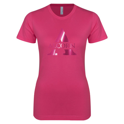  Next Level Womens Fuchsia Boyfriend Tee - Alcorn A  Foil