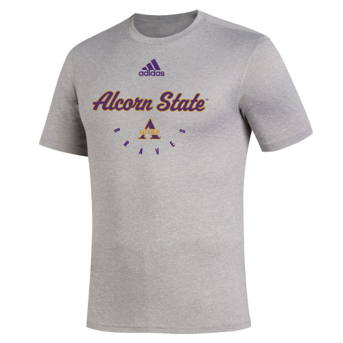  Adidas Medium Grey Heather Creator Performance Tee - Adidas Script Design Alcorn