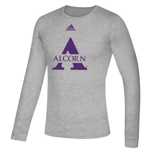  Adidas Medium Grey Heather Creator Performance Long Sleeve Tee - Primary Athletics Mark Adidas