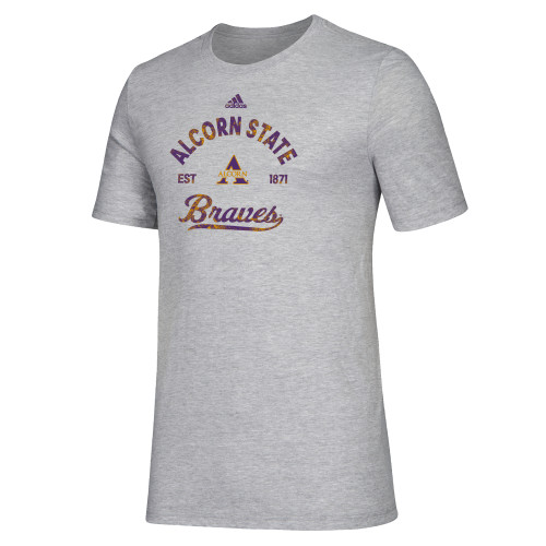 Adidas Medium Grey Heather Fresh Tee - Adidas Arched Est Design Alcorn
