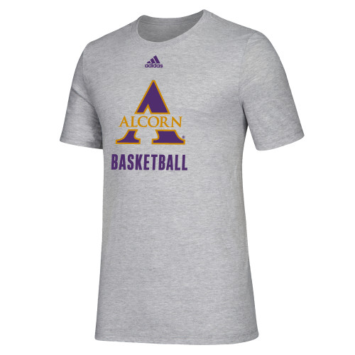  Adidas Medium Grey Heather Fresh Tee - Adidas Alcorn Basketball