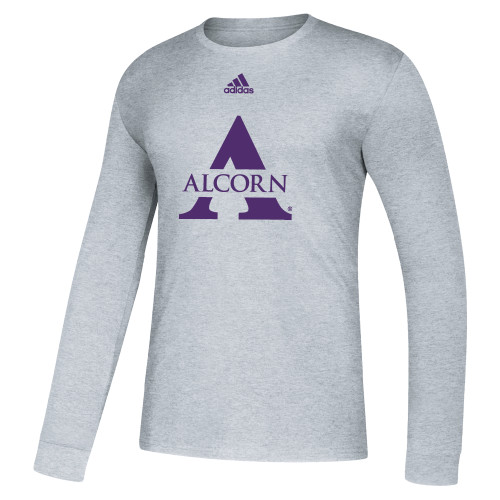  Adidas Medium Grey Heather Fresh Long Sleeve Tee - Primary Athletics Mark Adidas