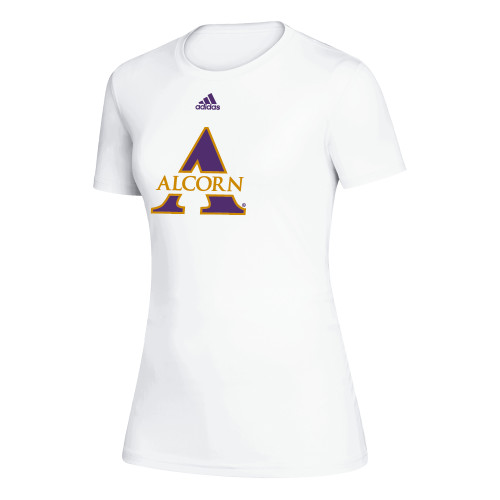  Adidas Womens White Creator Performance Tee - Primary Athletics Mark Adidas