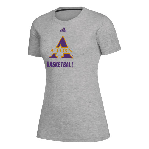  Adidas Womens Medium Heather Grey Creator Performance  Tee - Adidas Alcorn Basketball