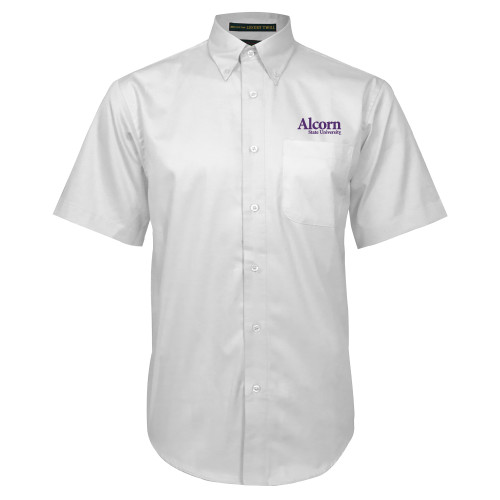  White Twill Button Down Short Sleeve - Alcorn State University