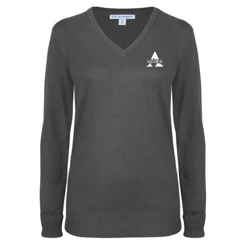  Womens Charcoal Heather VNeck Sweater - Alcorn A