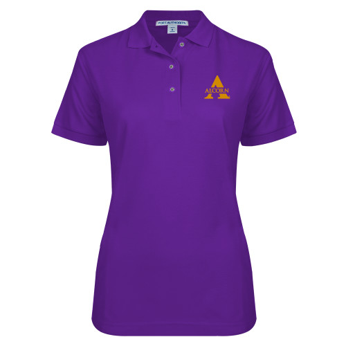  Womens Silk Touch Purple Pique Polo - Alcorn A