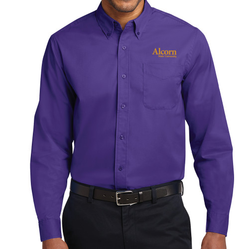  Purple Twill Button Down Long Sleeve - Alcorn State University