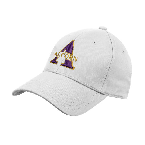  White Structured Adjustable Pro Style Hat - Alcorn A
