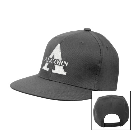  Charcoal Flat Bill Snapback Hat - Alcorn A