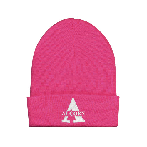  Fleece Lined Neon Pink Knit Beanie - Alcorn A