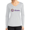 Thumbnail image for  Womens White Performance Long Sleeve V Neck Shirt