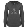 Thumbnail image for  ENZA Womens Dark Heather V Notch Raw Edge Fleece Hoodie