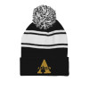 Thumbnail image for  Black/White Two Tone Knit Pom Beanie w/Cuff