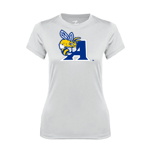  Womens White Performance Tee - A Logo