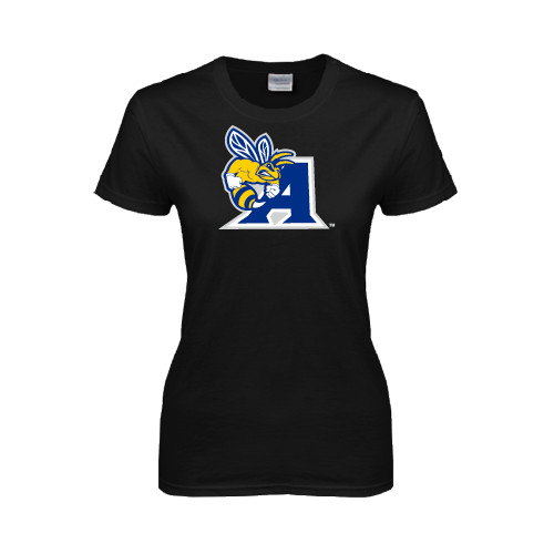  Womens Black Short Sleeve Tee - A Logo