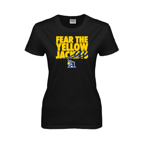  Womens Black Short Sleeve Tee - Fear the Yellow Jackets