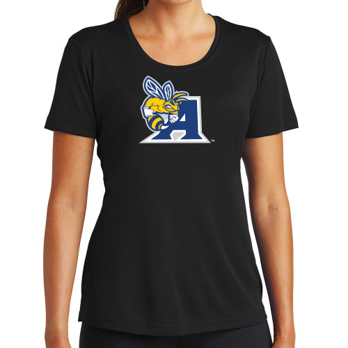  Womens Black Performance Tee - A Logo
