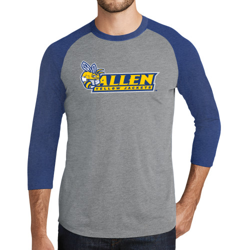  Grey/Royal Heather Triblend Baseball Raglan Tee - Official Logo