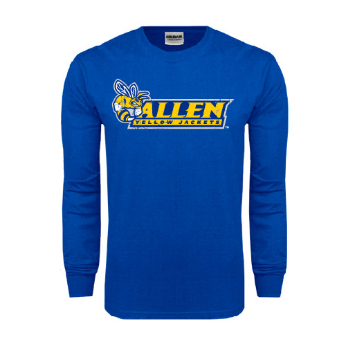  Royal Long Sleeve T Shirt - Official Logo Distressed