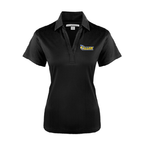  Womens Black Performance Fine Jacquard Polo - Official Logo