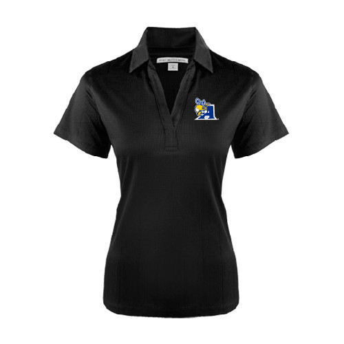  Womens Black Performance Fine Jacquard Polo - A Logo