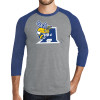 Thumbnail image for  Grey/Royal Heather Triblend Baseball Raglan Tee