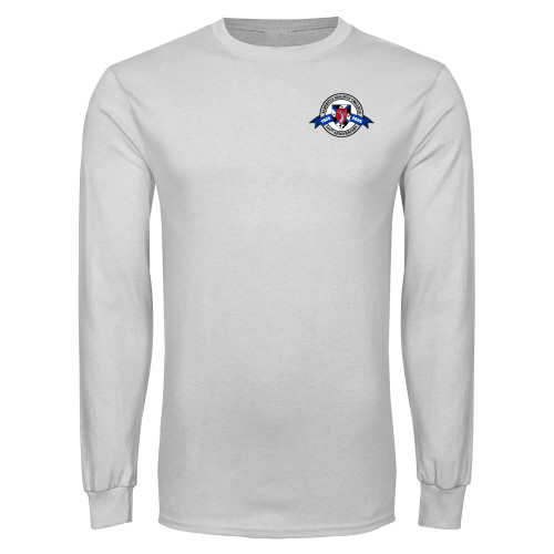  White Long Sleeve T Shirt - Albertus Magnus College 100th Anniversary Seal