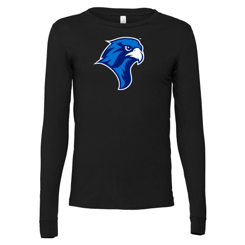  Bella + Canvas Black Jersey Cotton Long Sleeve T Shirt - Albertus Magnus Falcon Head
