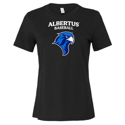  Bella + Canvas Womens Black Relaxed Cotton T Shirt - Albertus Magnus Baseball