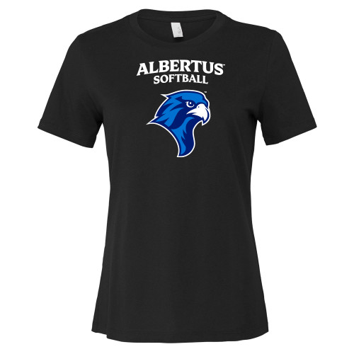  Bella + Canvas Womens Black Relaxed Cotton T Shirt - Albertus Magnus Softball