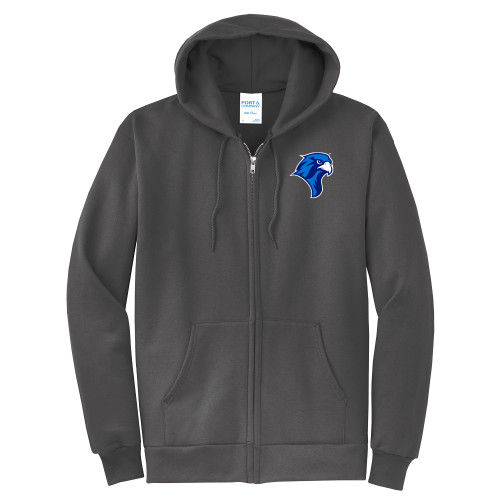  Extended Charcoal Fleece Full Zip Hoodie - Albertus Magnus Falcon Head