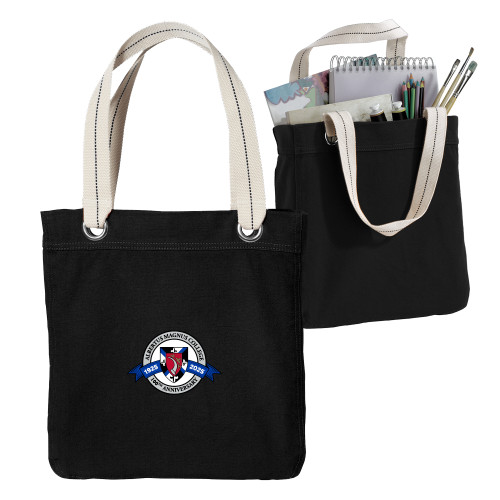  Allie Black Canvas Tote - Albertus Magnus College 100th Anniversary Seal