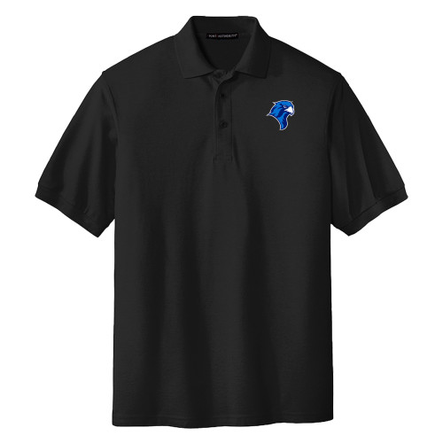  Extended Black Silk Touch Polo - Albertus Magnus Falcon Head PLUS