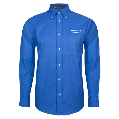  Royal Oxford Long Sleeve Shirt - Albertus Magnus Falcons Wordmark