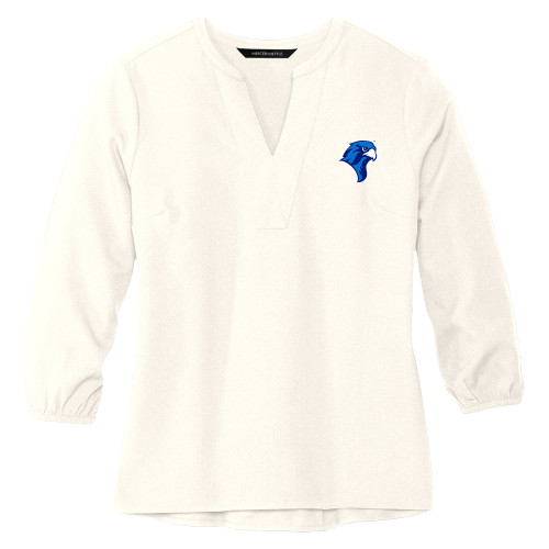  Mercer + Mettle Womens Ivory 3/4 Sleeve Crepe Blouse - Albertus Magnus Falcon Head